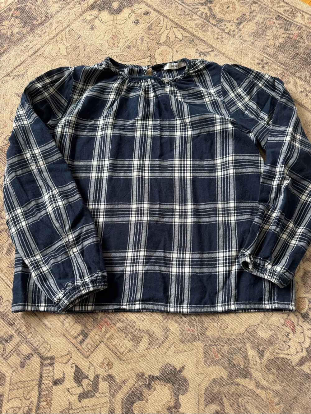 Ricki's Navy and White Plaid Long-Sleeve Girls' Top